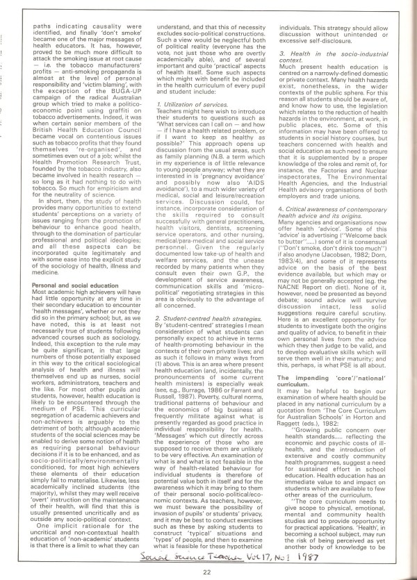 HB 1987 SST Vol17 No1 Sociology and health education in the curriculum 2