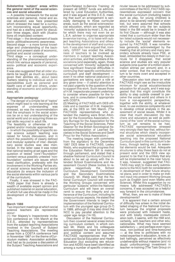 HB 1988 SST Vol17 No3 Report Social Science in the National Curriculum 2