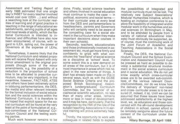 HB 1988 SST Vol17 No3 Report Social Science in the National Curriculum 3